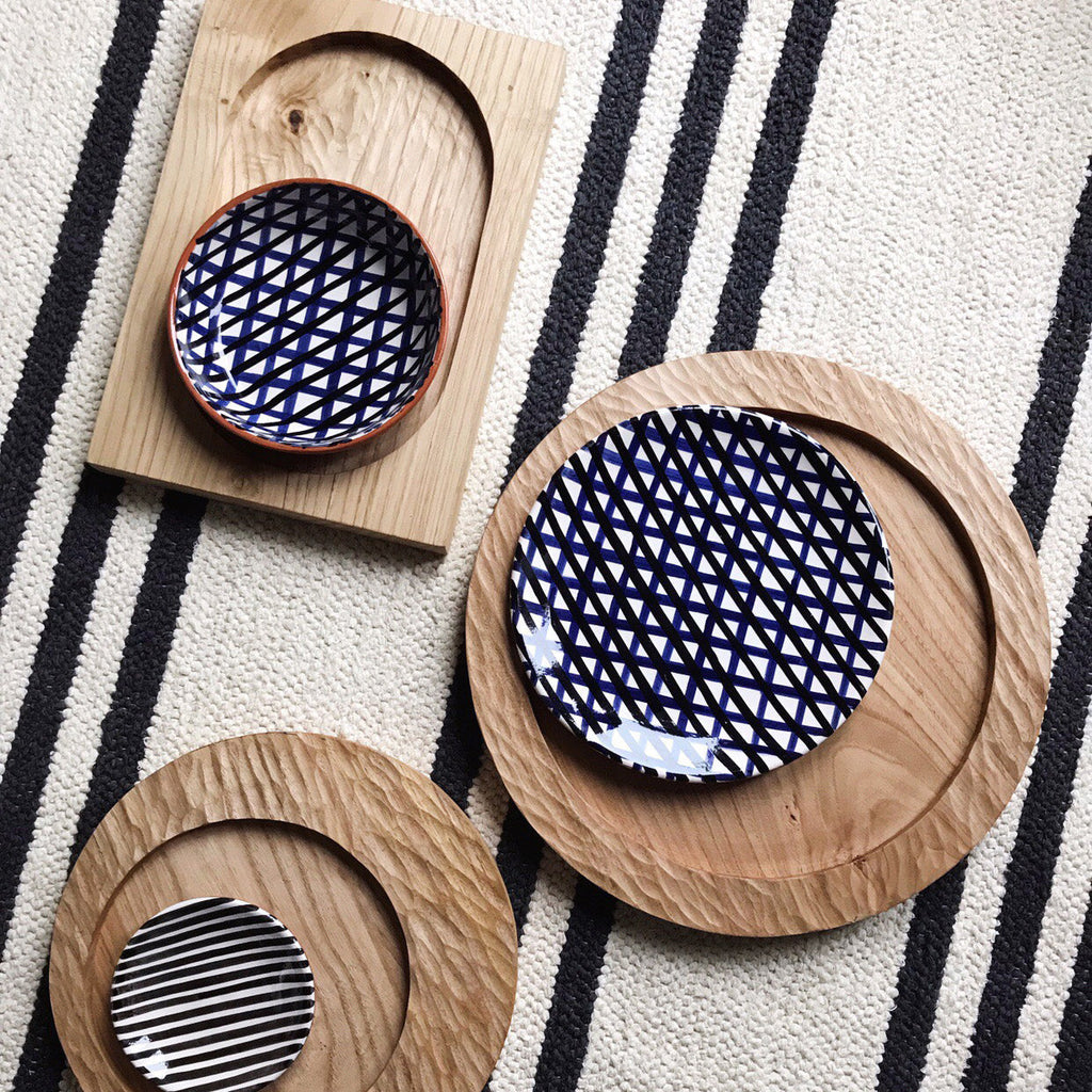 Casa Cubista Carved Wood Rectangular Tray - Natural