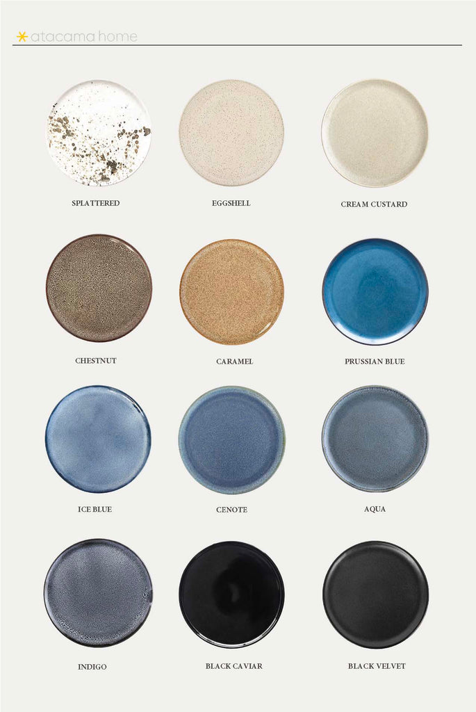 Aqua Ceramic Handmade Dinner Plates - Set of 4