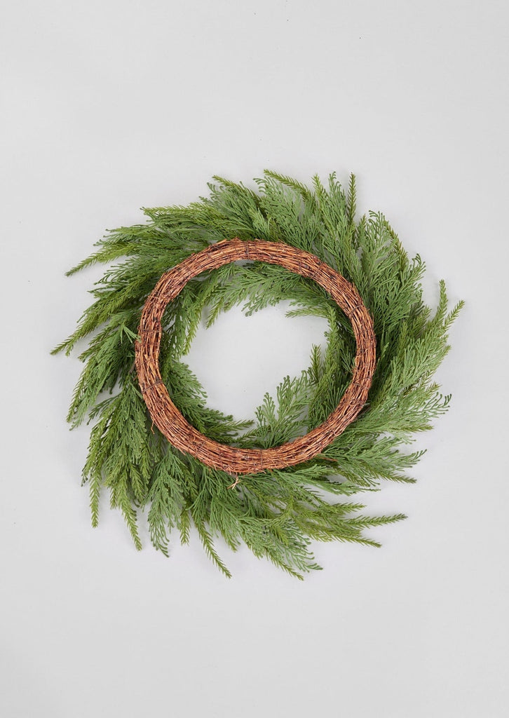 UV Treated Faux Indoor/Covered Outdoor Cedar Wreath - 24"