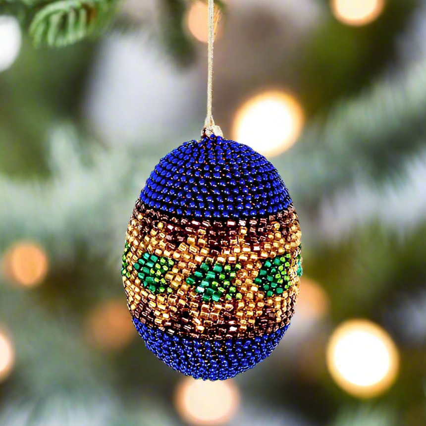 Blue Ornament Hand Beaded in South Africa