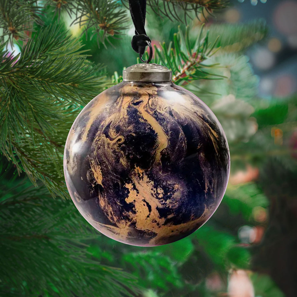 Black Marble Glass Hanging Ornament