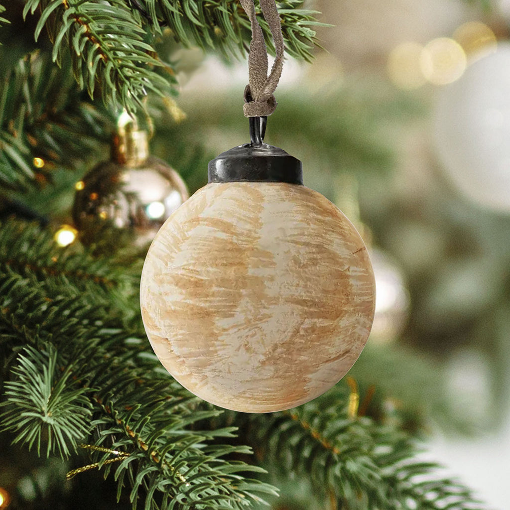 Champagne Brushed Glass Hanging Ornament
