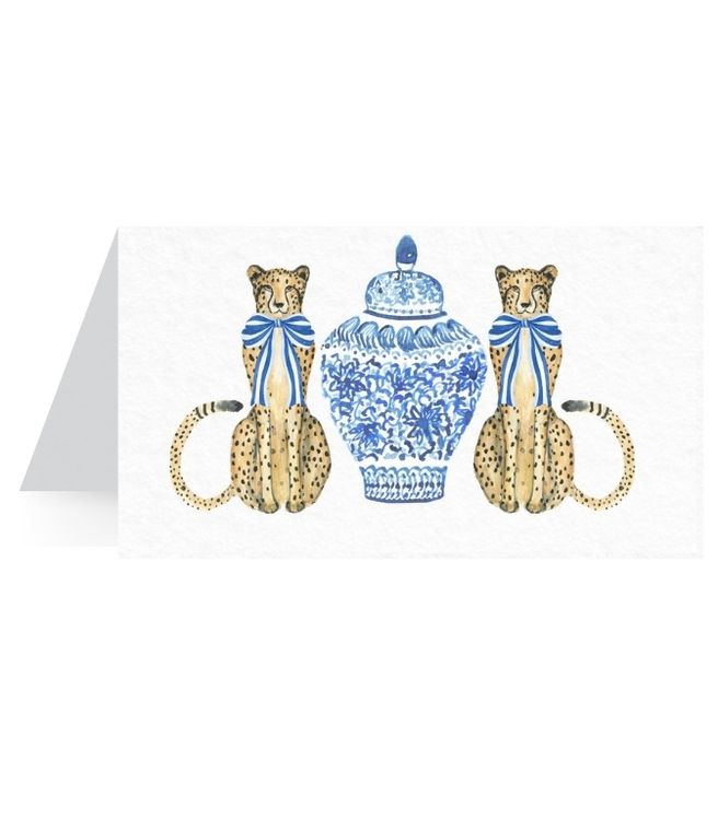 Cheetah with Blue Bow - Place Cards