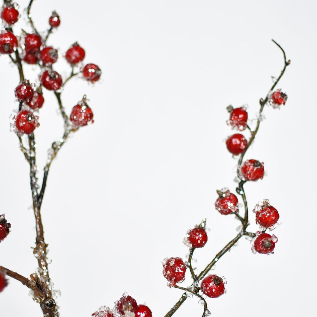 29" Faux Iced Red Berry Stem