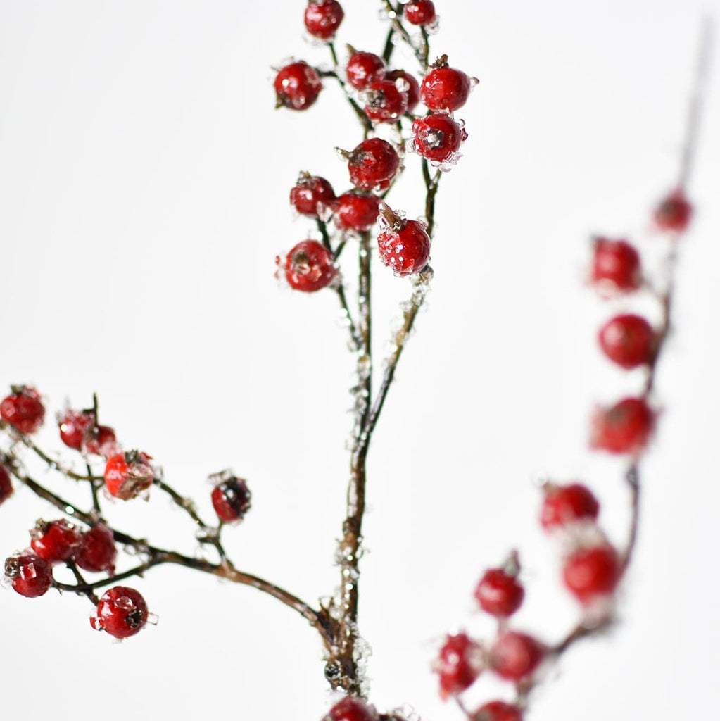 29" Faux Iced Red Berry Stem