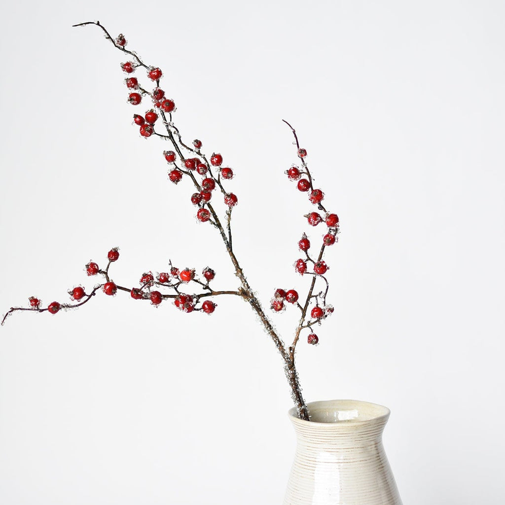29" Faux Iced Red Berry Stem
