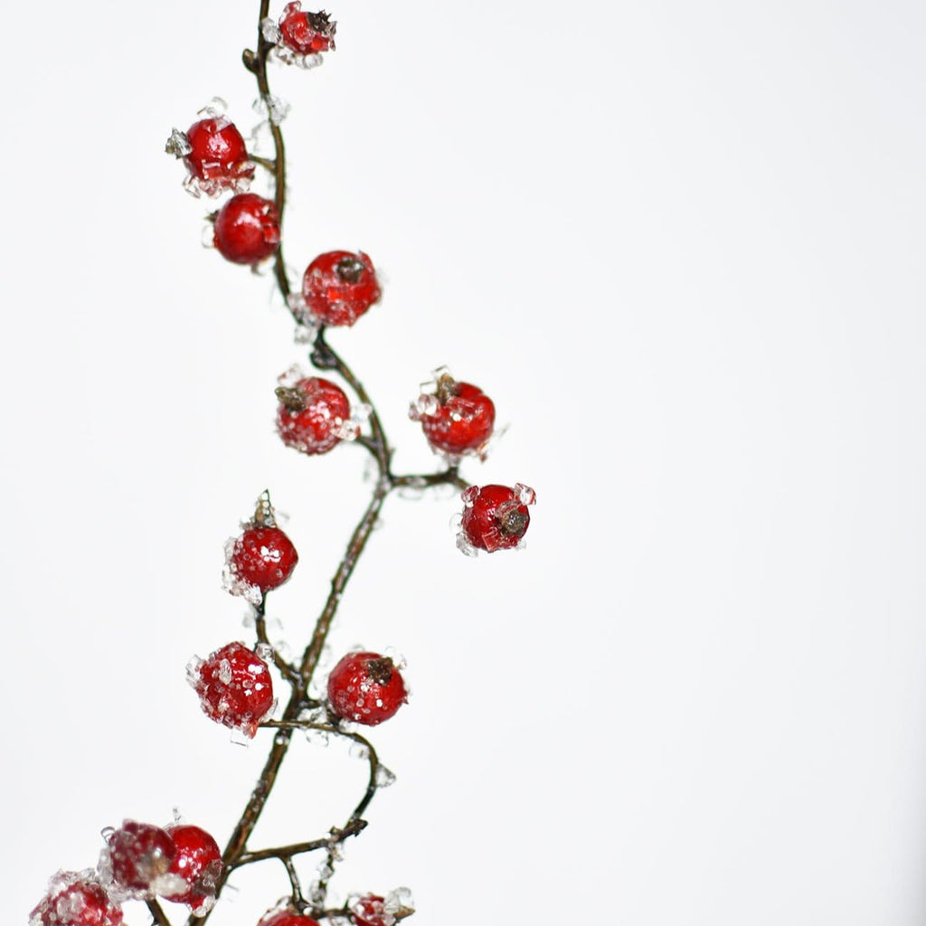29" Faux Iced Red Berry Stem