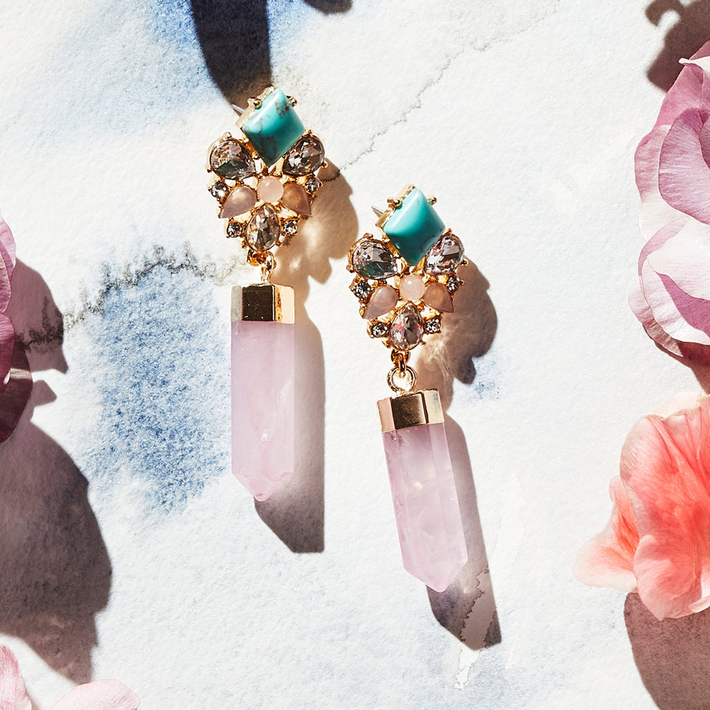 Gem quartz earrings