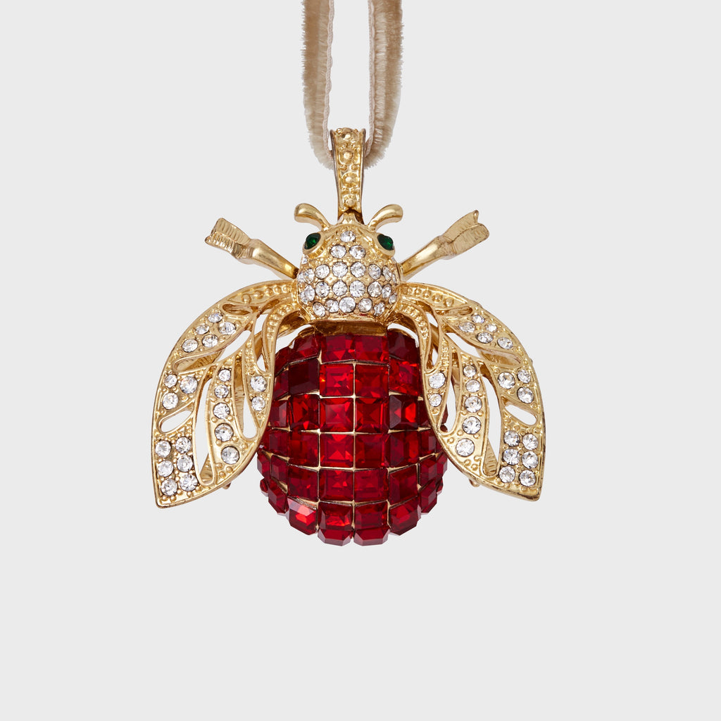 Sparkle bee hanging ornament, ruby