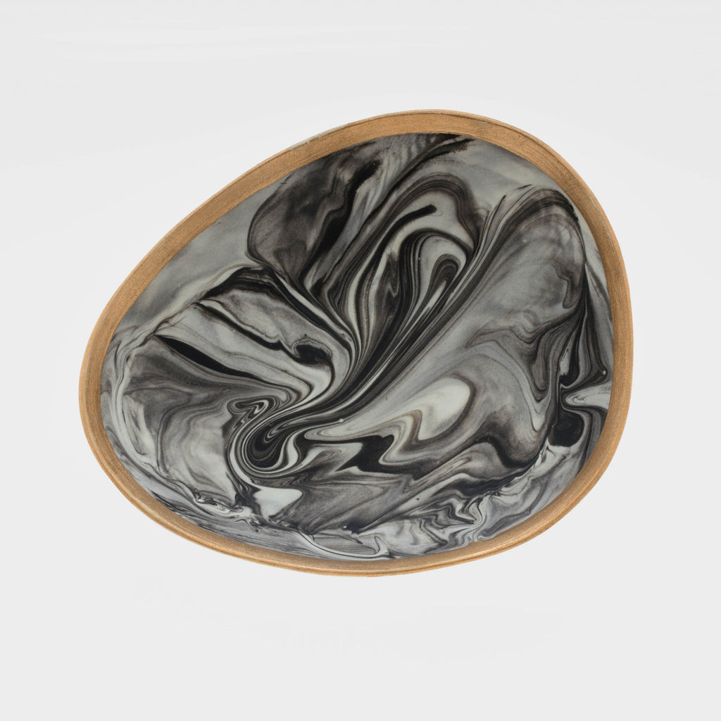 Marbleized porcelain ring dish, grey