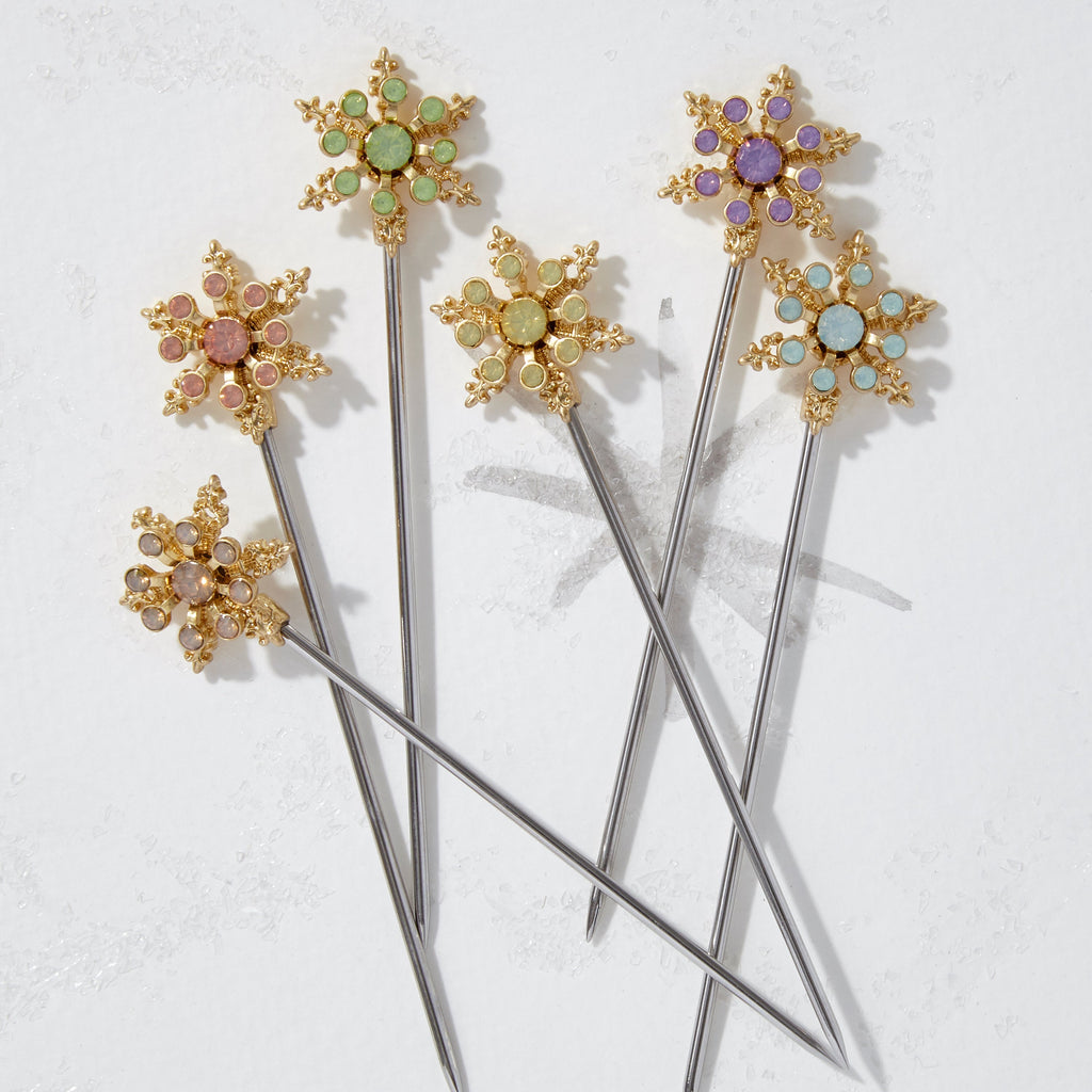 Snowflake cocktail picks, pastel