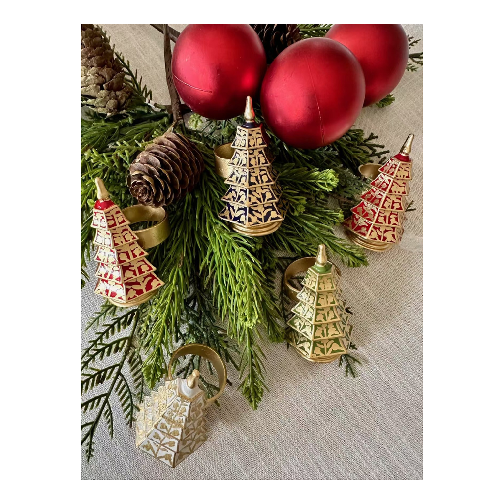 Chinoiserie Pagoda Tree Set of 4 Napkin Ring