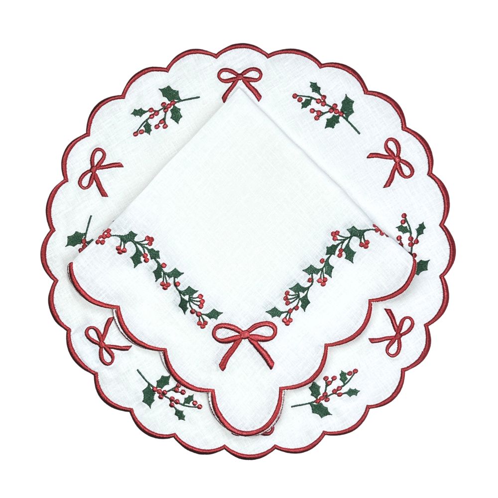 Studio Collection: Holly & Bows - Napkin (Set of 4)
