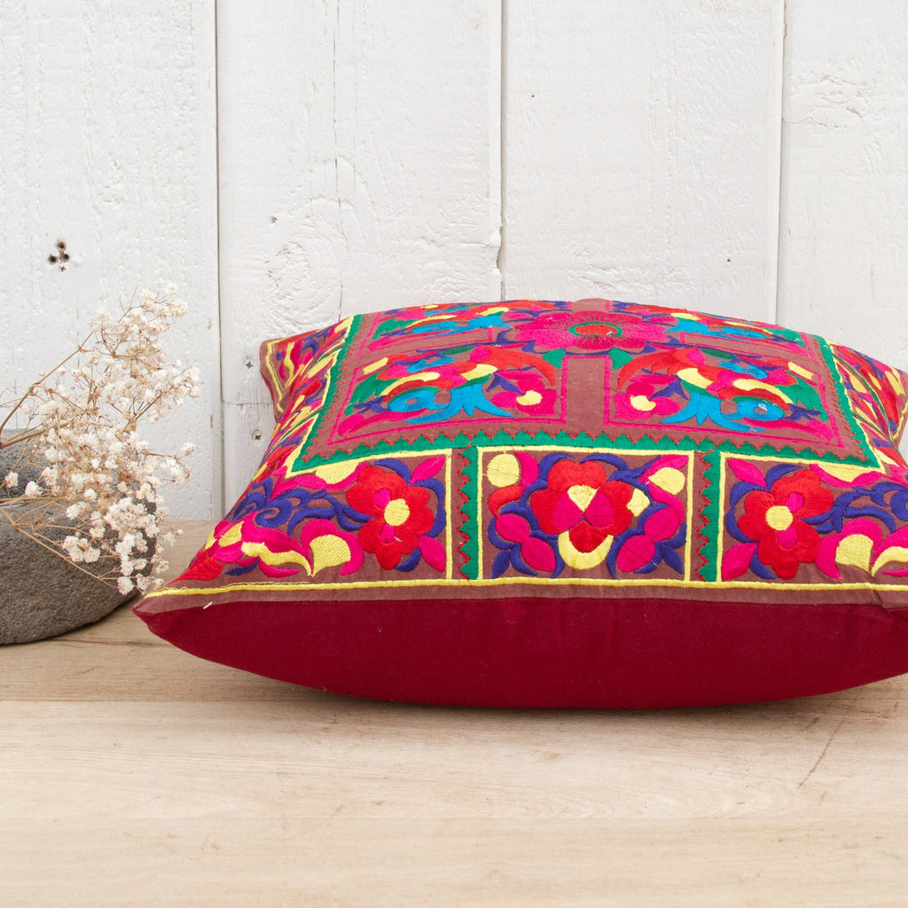 Lola Colorful Alebrije Silk Embroidered Pillow Cover