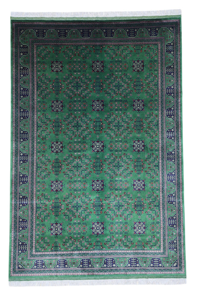 Hand-Knotted Afghani Bukharayi Wool Rug – 6’7″  x  9’9″