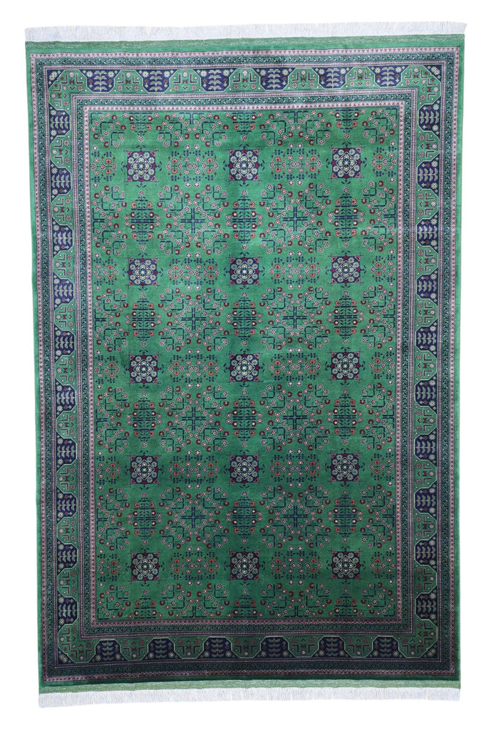 Hand-Knotted Afghani Bukharayi Wool Rug – 6’7″  x  9’9″