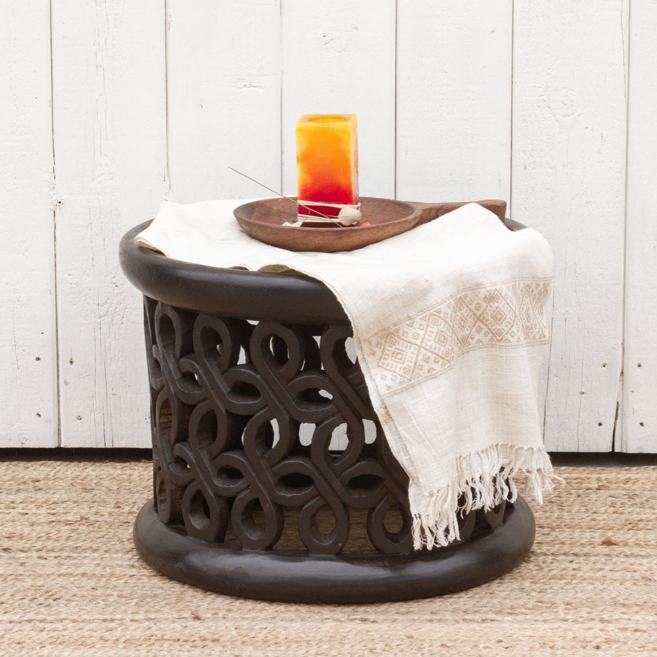 African End Table African Floral Carved End Table | SmithHönig