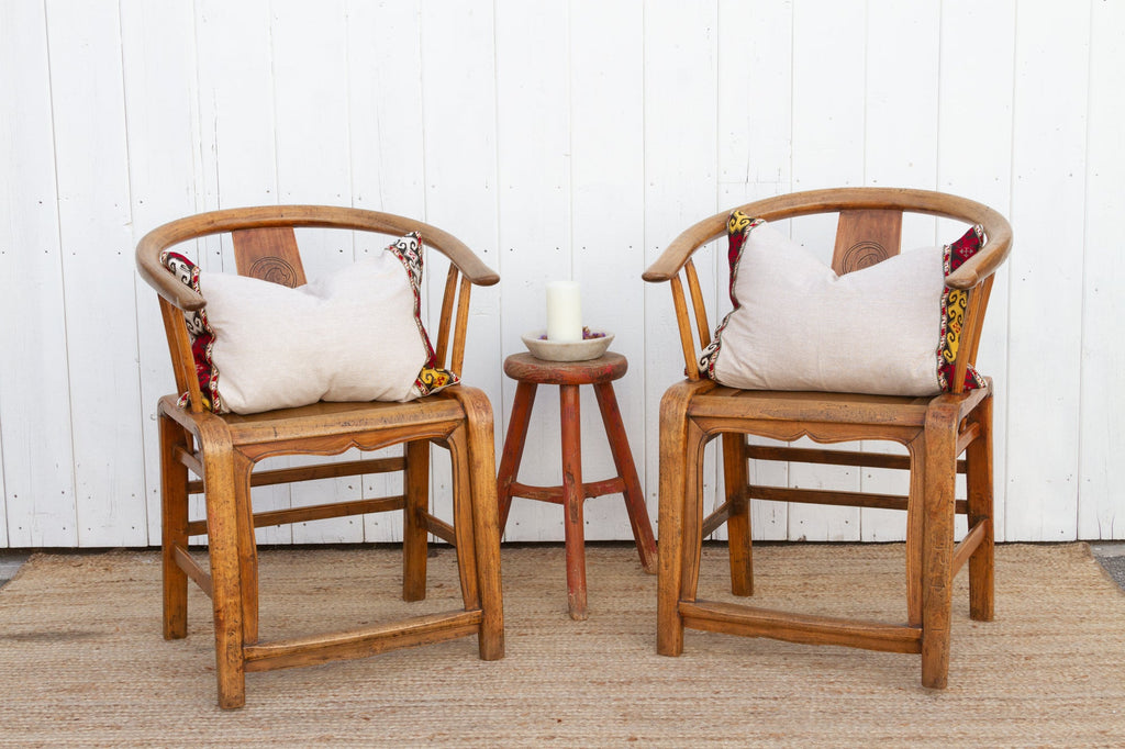 Pair of Golden Elm Chinese Club Chairs