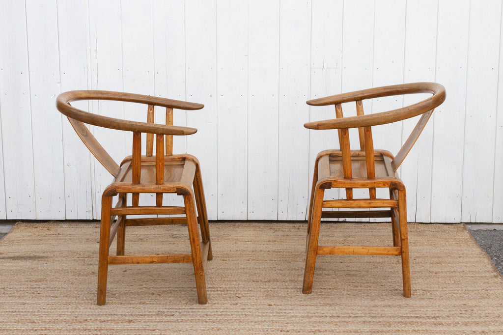 Pair of Golden Elm Chinese Club Chairs