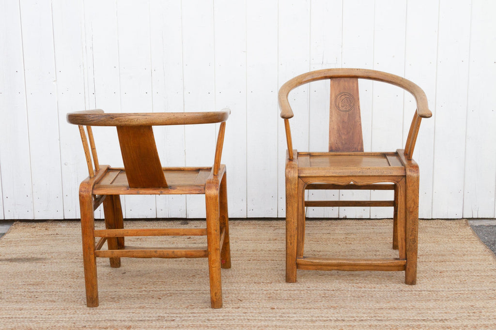 Pair of Golden Elm Chinese Club Chairs