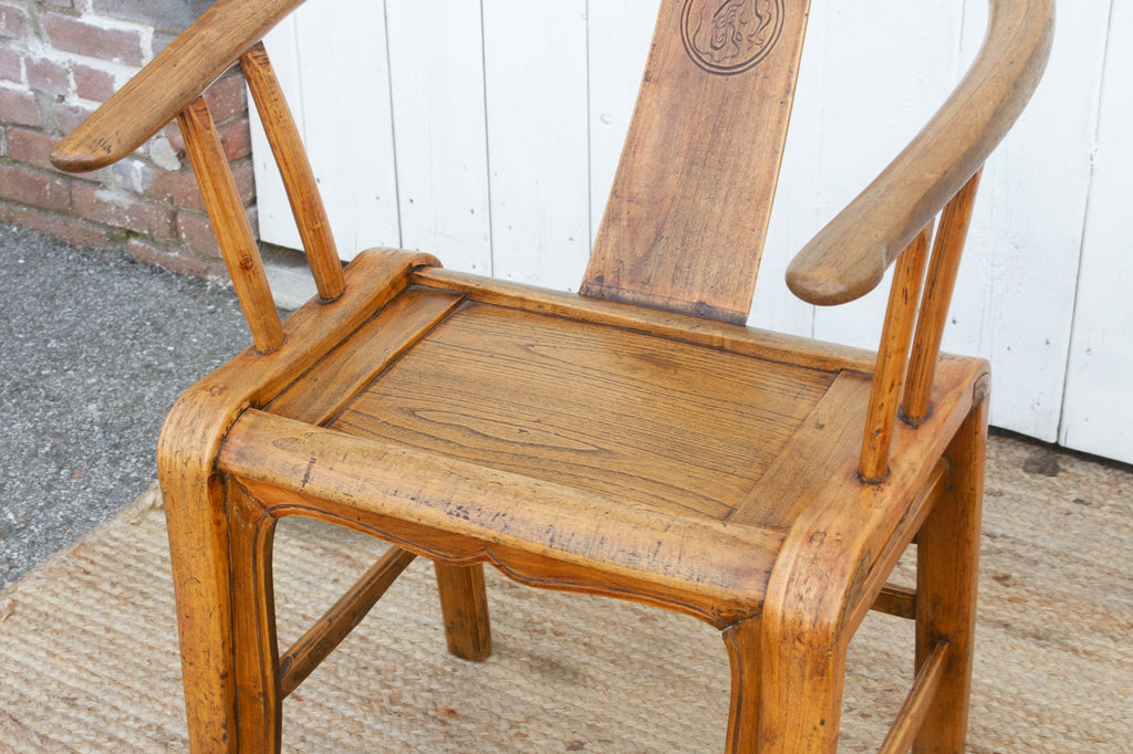 Pair of Golden Elm Chinese Club Chairs