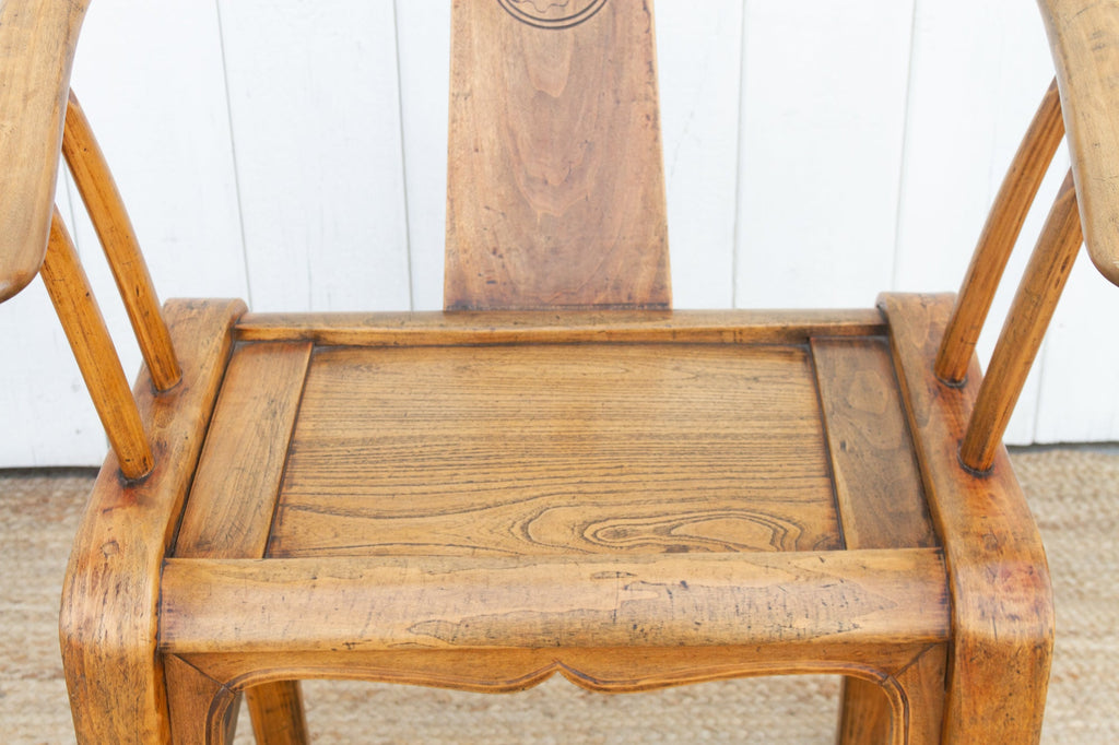 Pair of Golden Elm Chinese Club Chairs