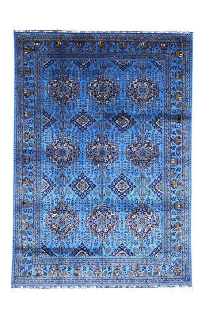 Hand-Knotted Afghani Zerkhaki Wool Rug – 6’7″  x  9’3″