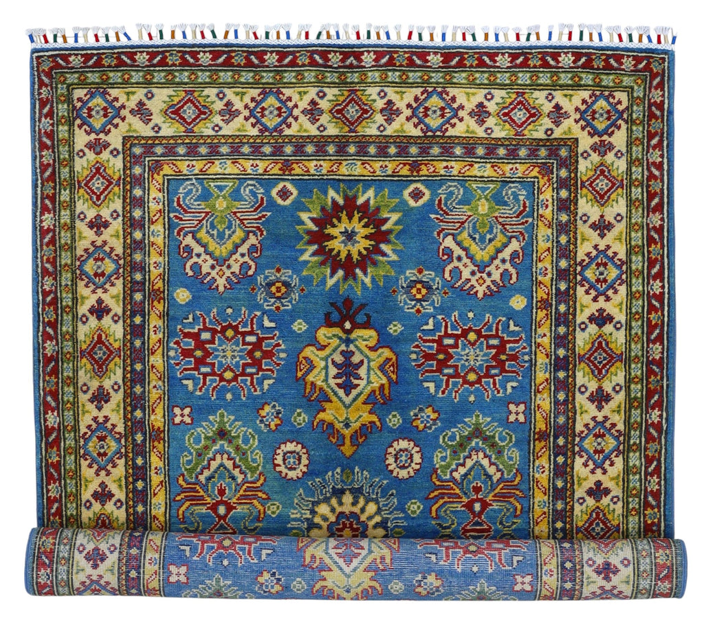 Hand-Knotted Afghani Kazak Wool Rug – 3’11″  x  6’0″