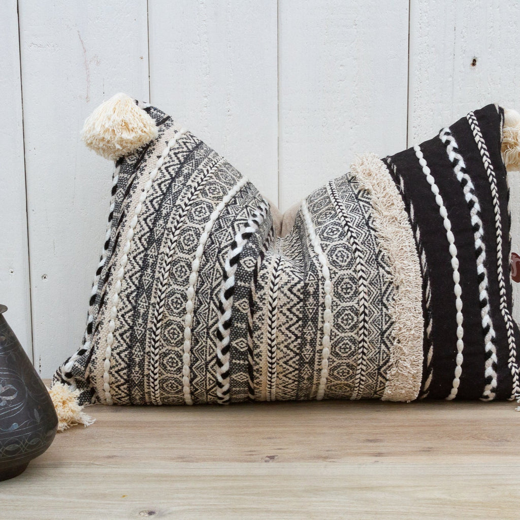 Metallic Gray Nomadic Moroccan Lumbar Pillow Cover (Trade)