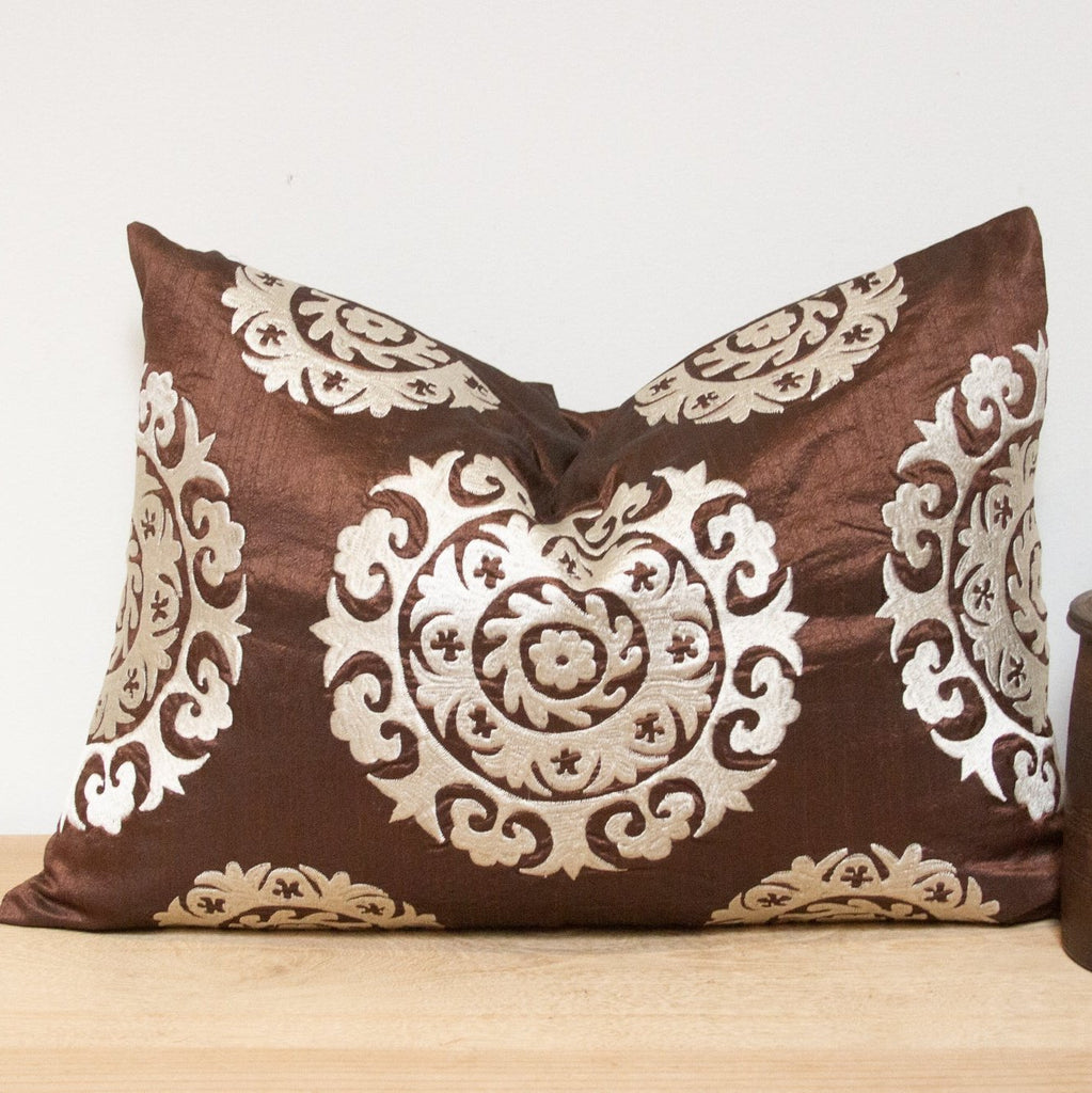 Cocao Brown Suzani Pillow Cover