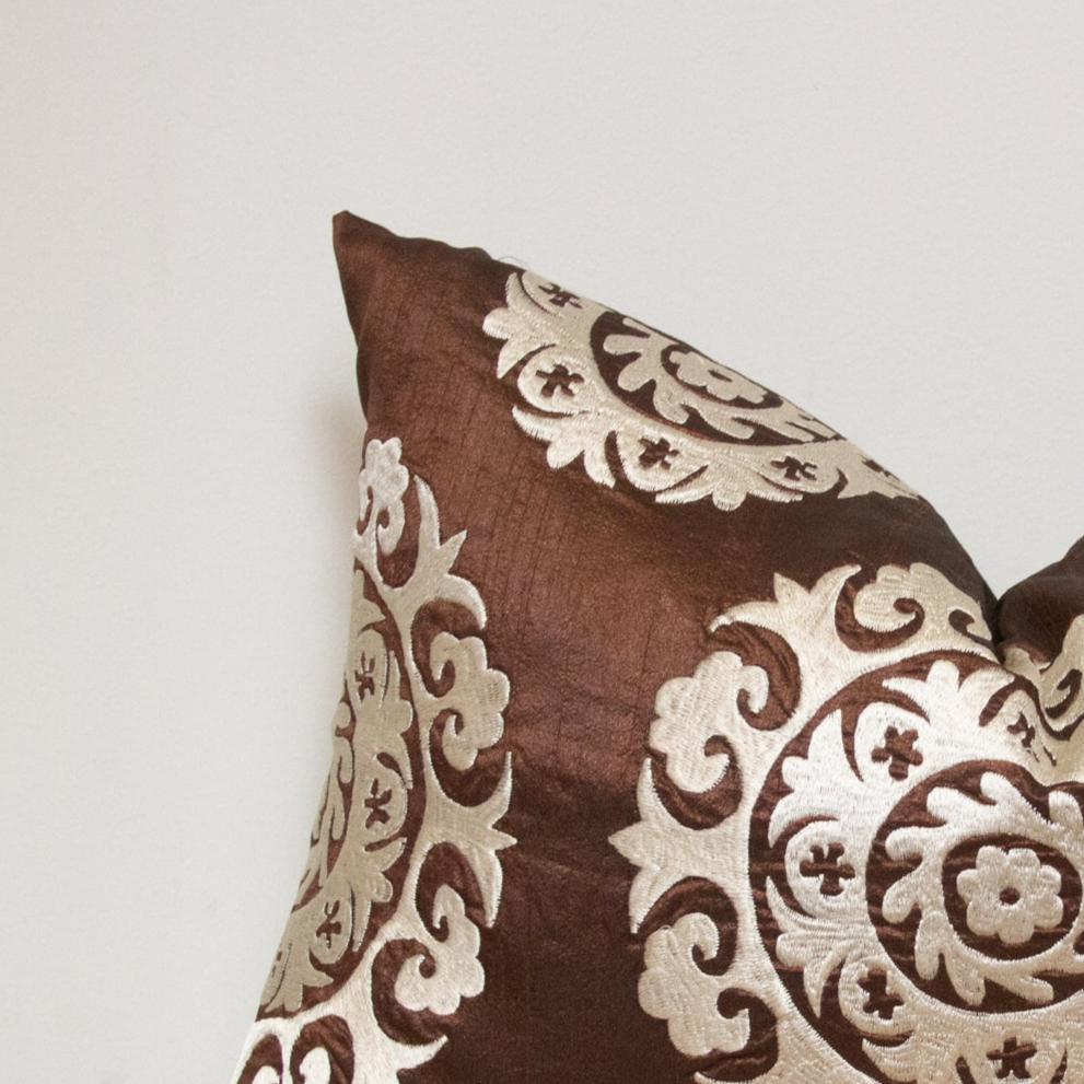 Cocao Brown Suzani Pillow Cover