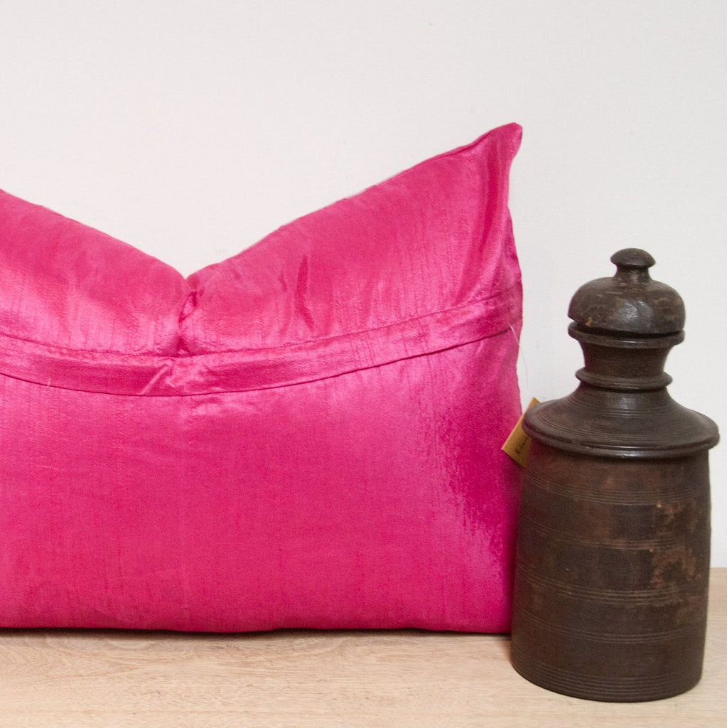 Thulian Pink Silk Suzani Pillow Cover