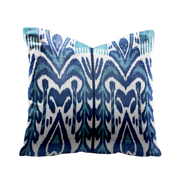 Ikat Dots 18 X 18 inch Cream and Dark Blue Throw Pillow