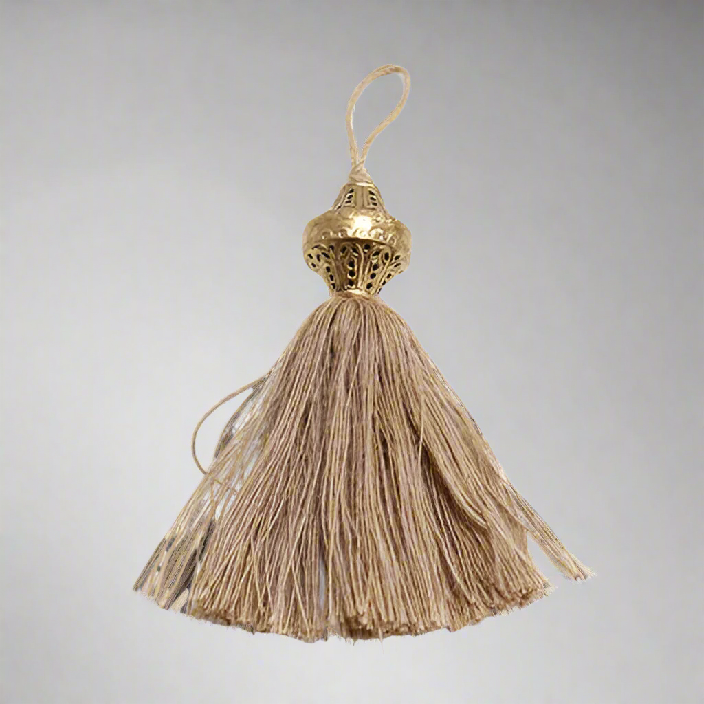 Brass Top Silk Tassel - Jute