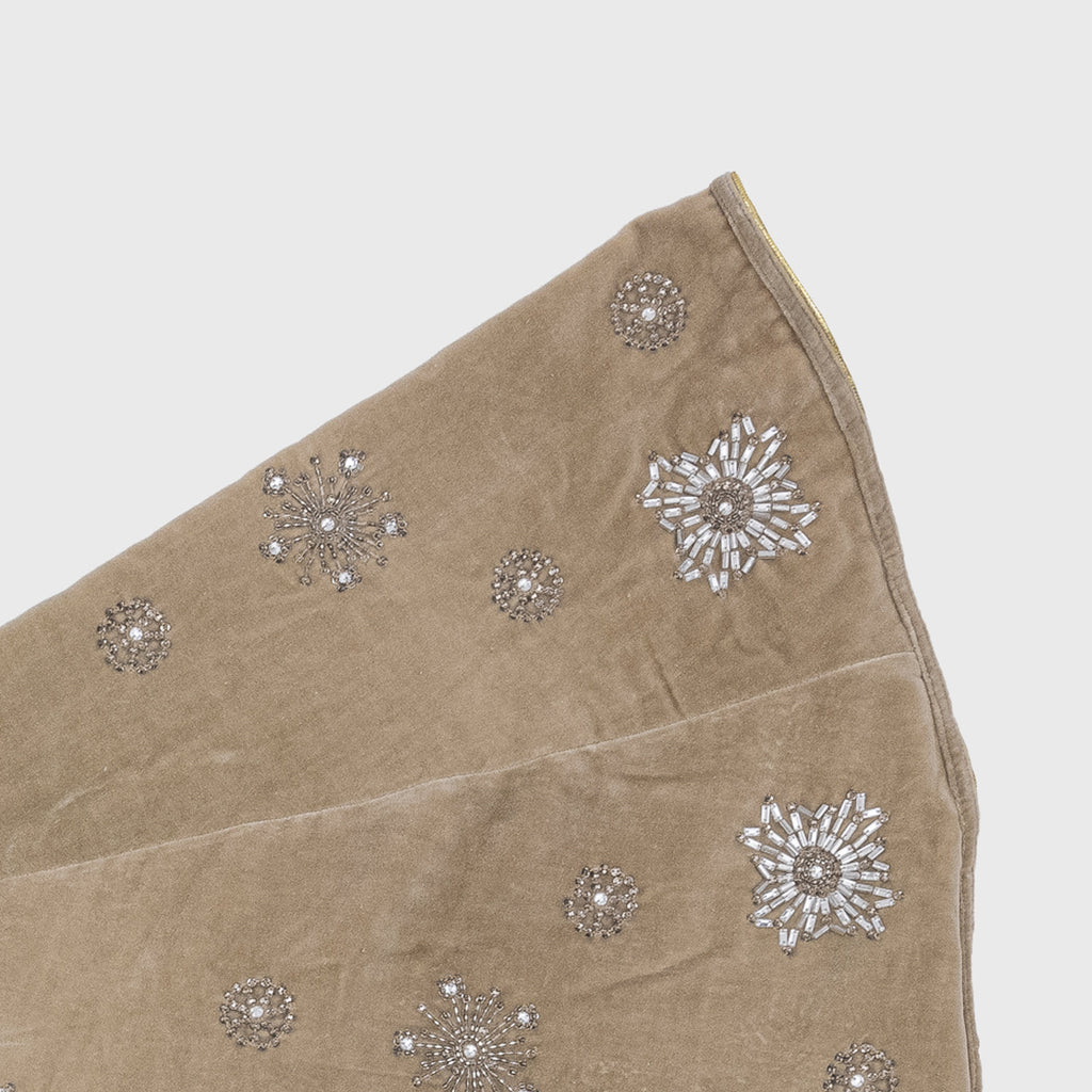 Extra large snowflake tree skirt, taupe