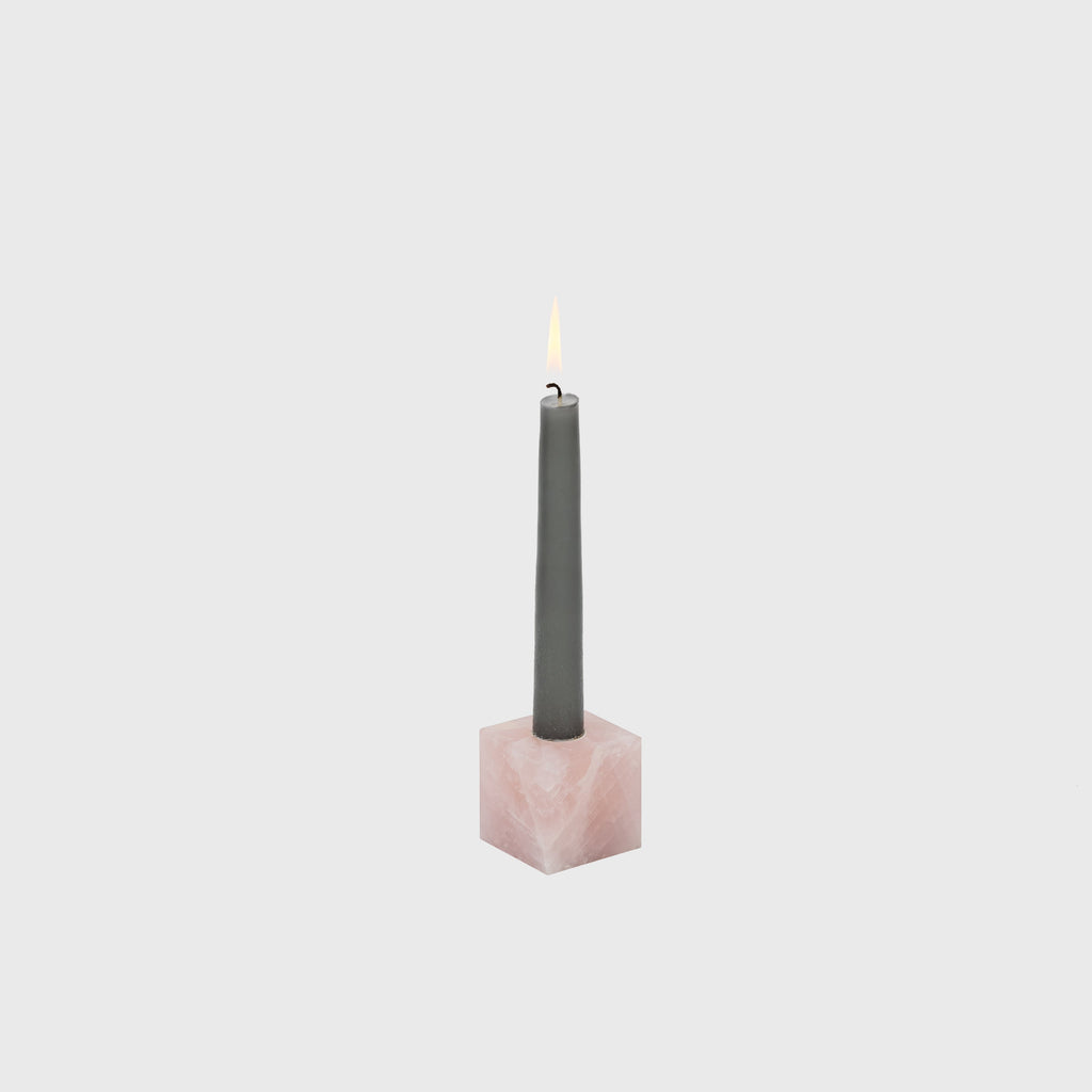 Cube Candlestick, Rose Quartz