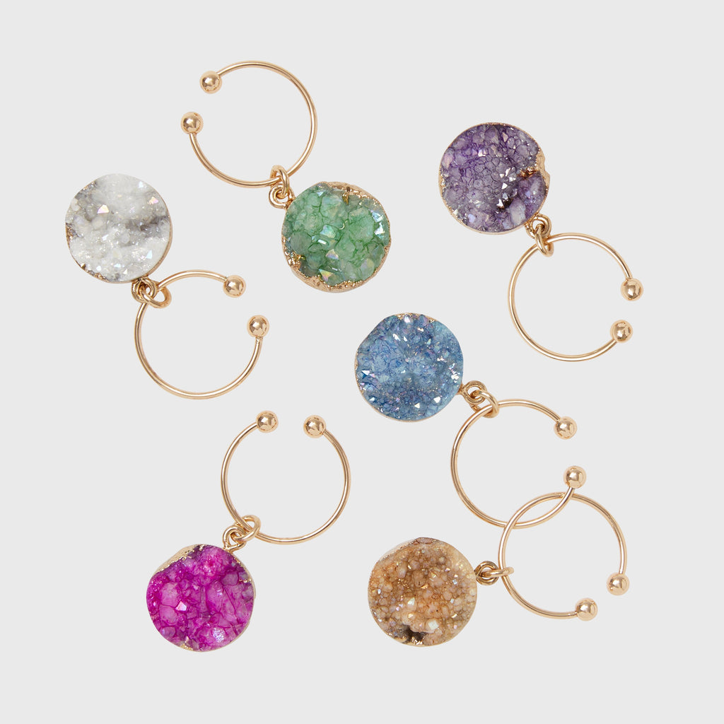 Druzy wine charms, set of six