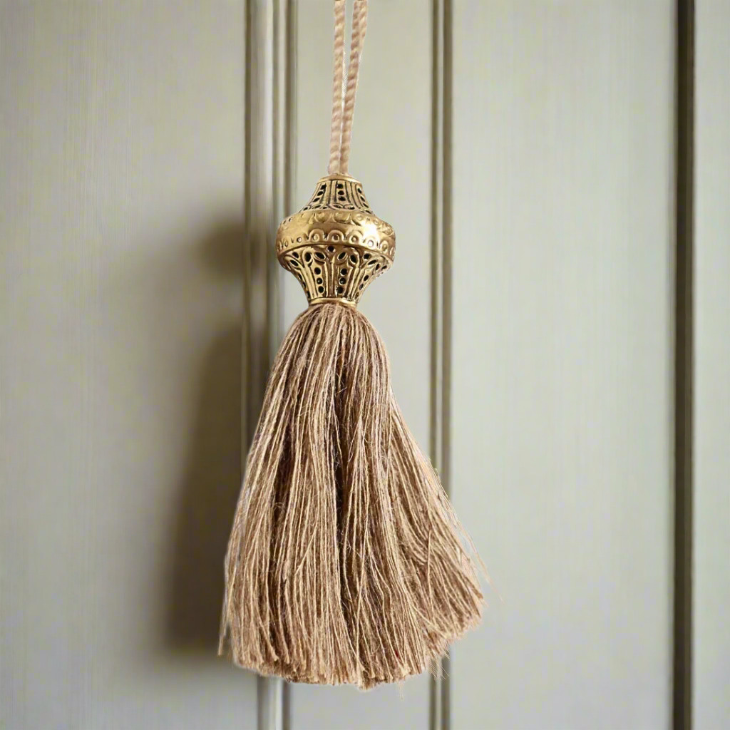 Brass Top Silk Tassel - Jute