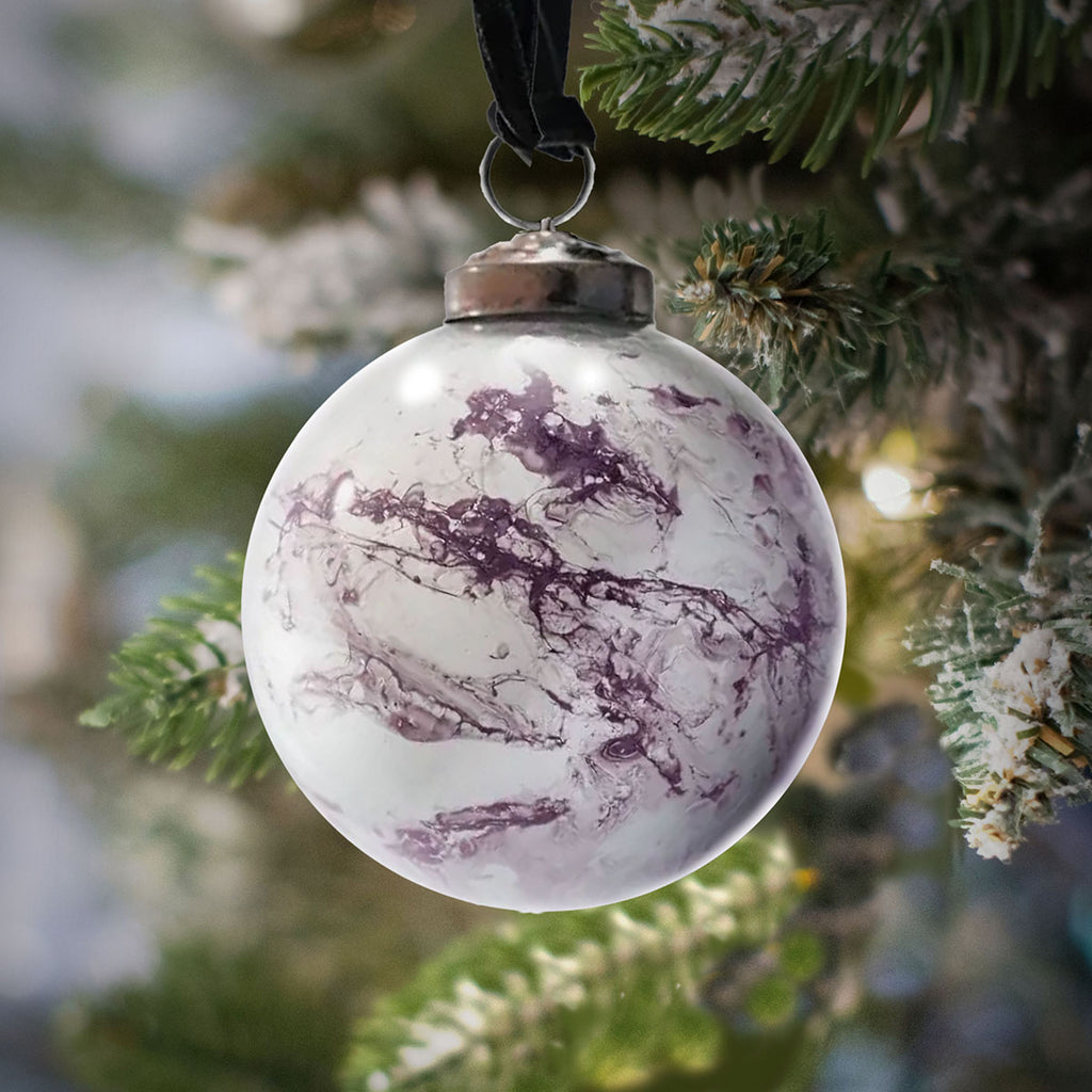 Mauve Marble Glass Hanging Ornament