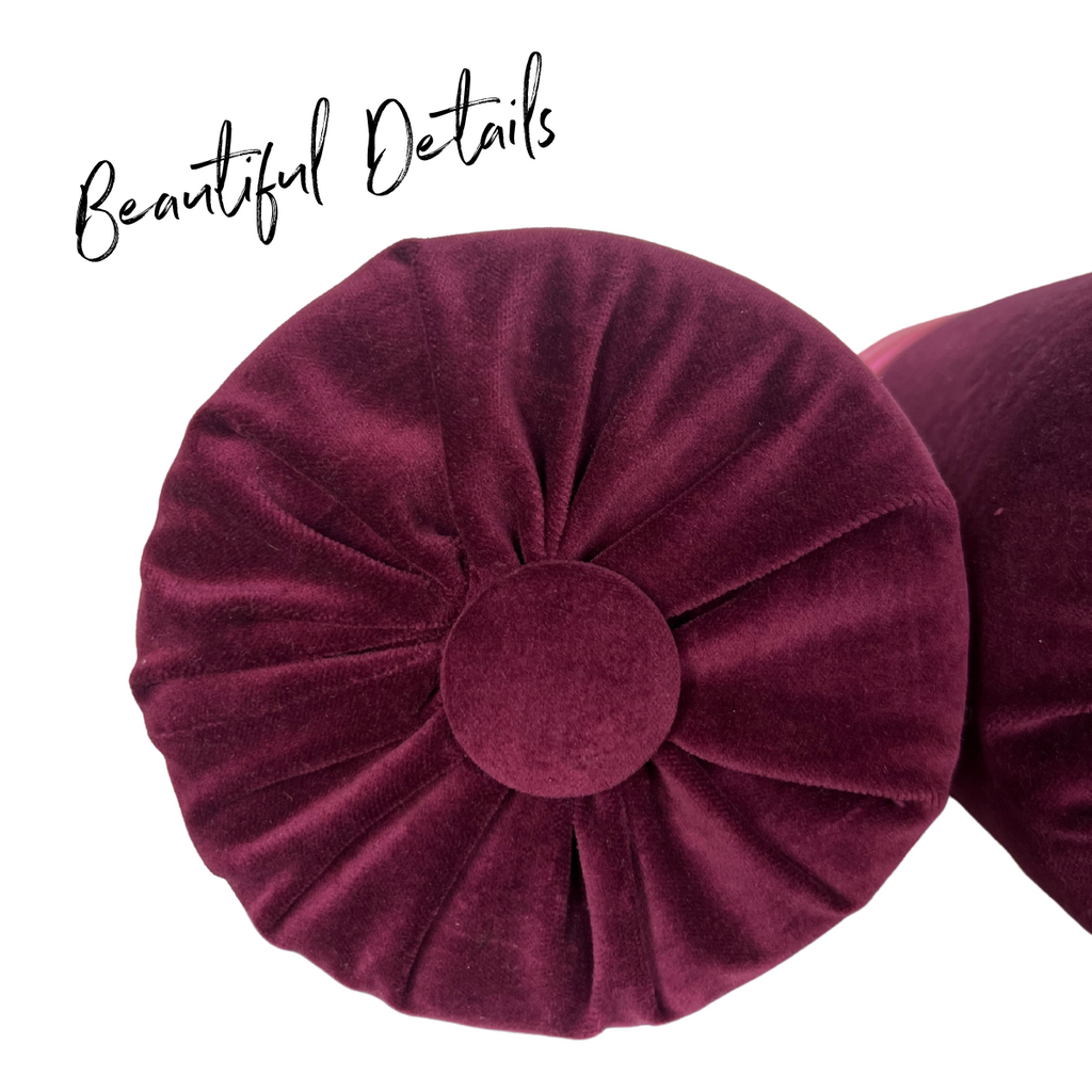 Handmade One-of-a-Kind Burgundy Velvet & Vintage Pink Woven Ikat Bolster