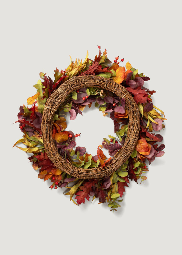 Faux Eucalyptus Fall Wreath in Mixed Autumn - 27.5"