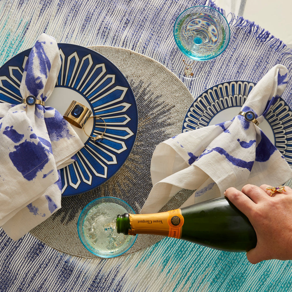 Brushstroke dinner napkins, blue, set of two