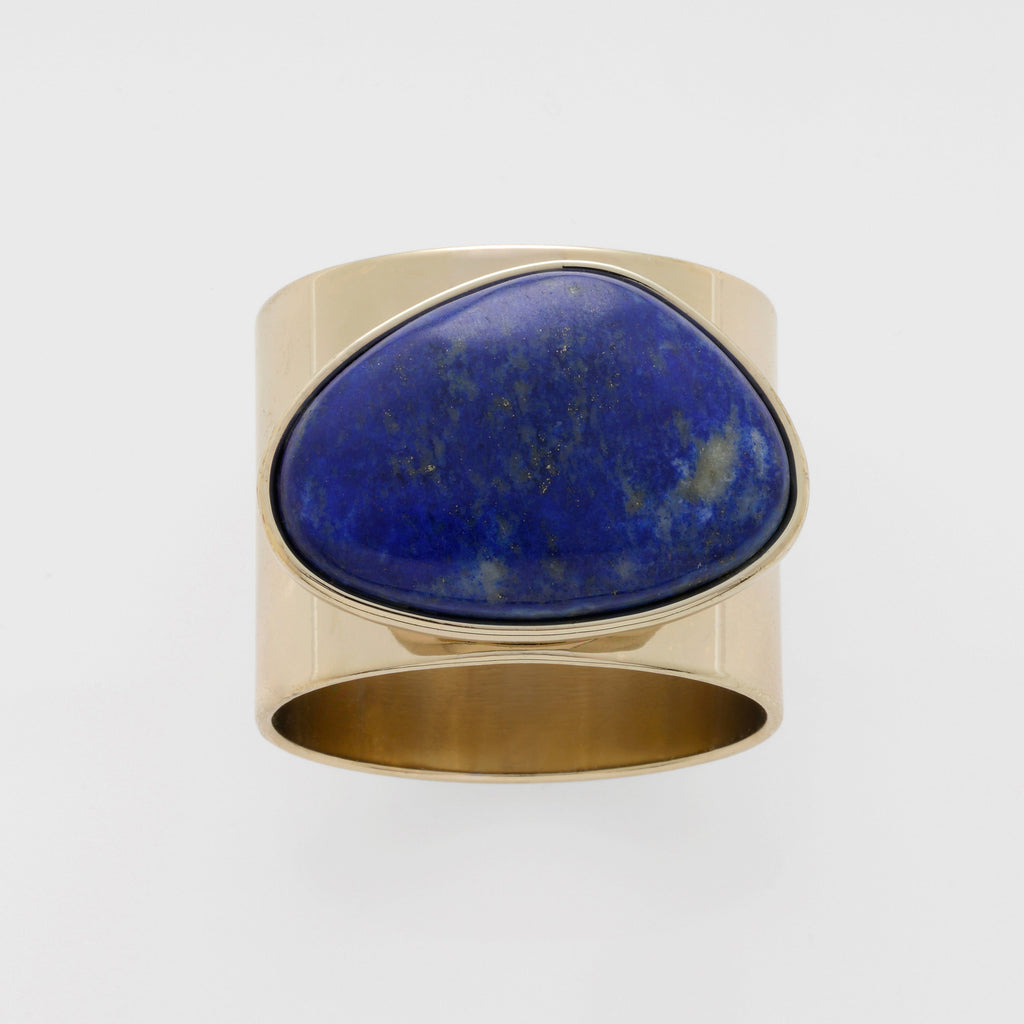 Gilt Edge Shell Napkin Rings, Lapis Lazuli, Set of 2