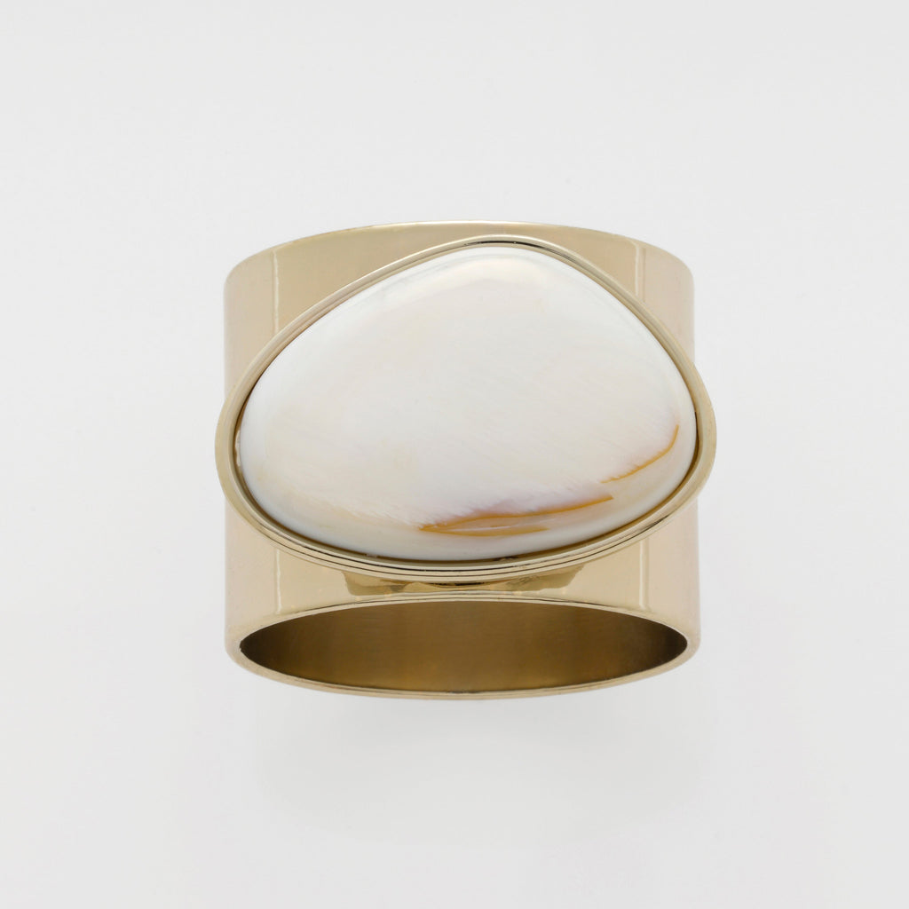 Gilt Edge Shell Napkin Rings, Mother of Pearl, Set of 2