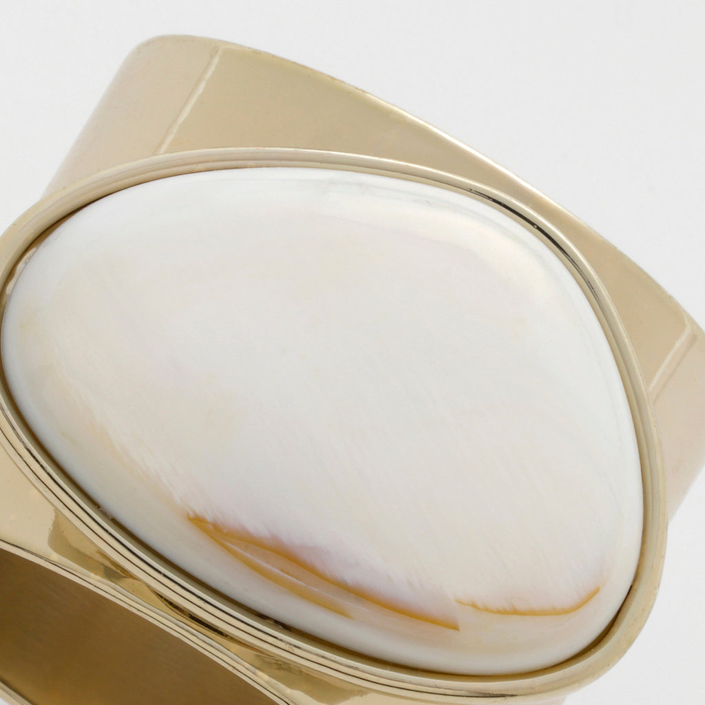 Gilt Edge Shell Napkin Rings, Mother of Pearl, Set of 2