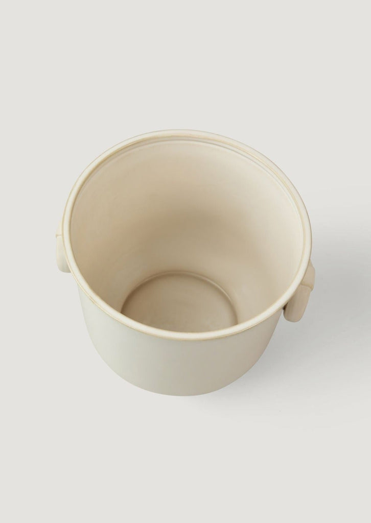 Glossy Large Cream Ceramic Cache Pot - 9.25"