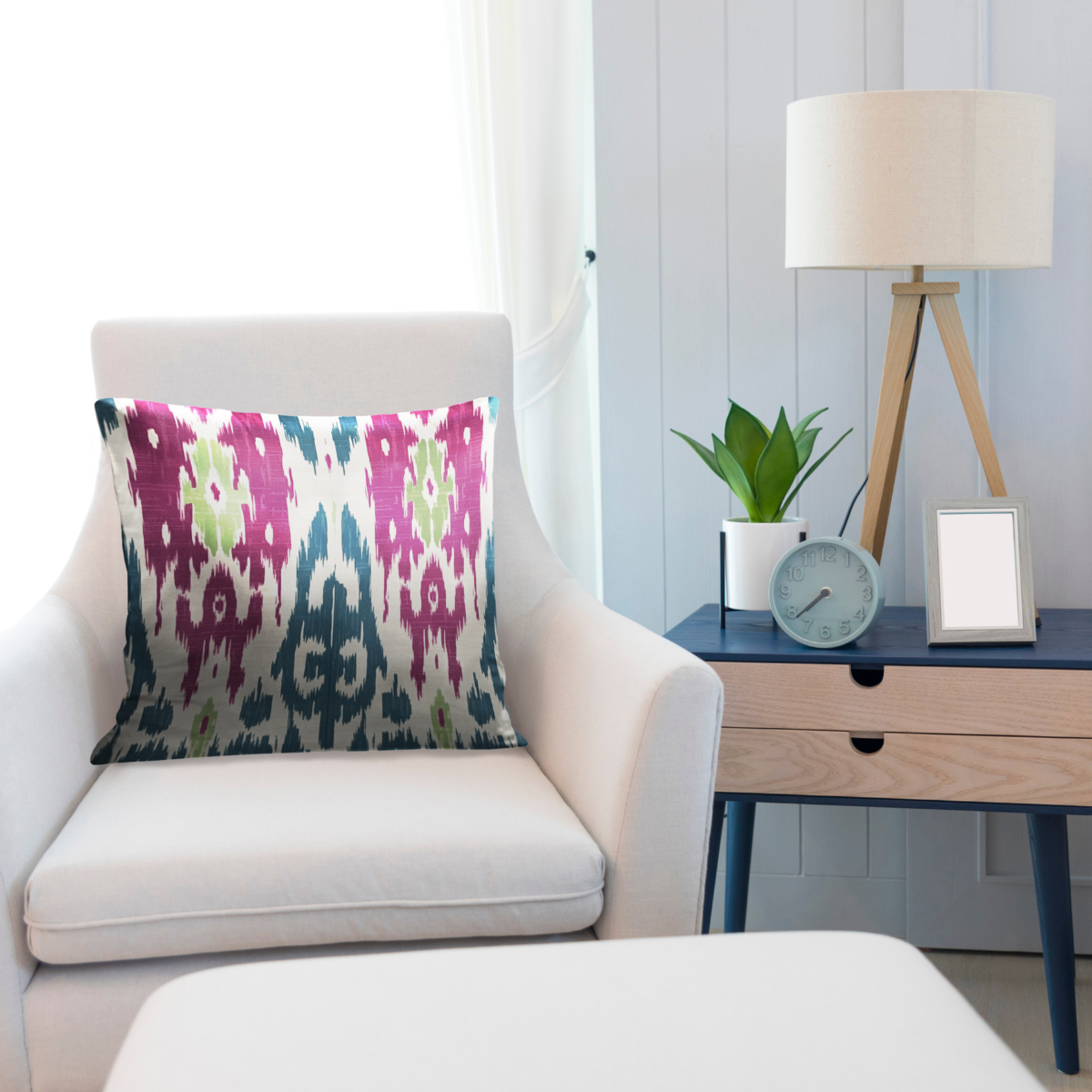 thumbnail image 2 of Maybay 18x18 Teal Blue Double-Sided Abstract Cushion Cover - PeachSkin Velvet, USA Seller 2 of 6