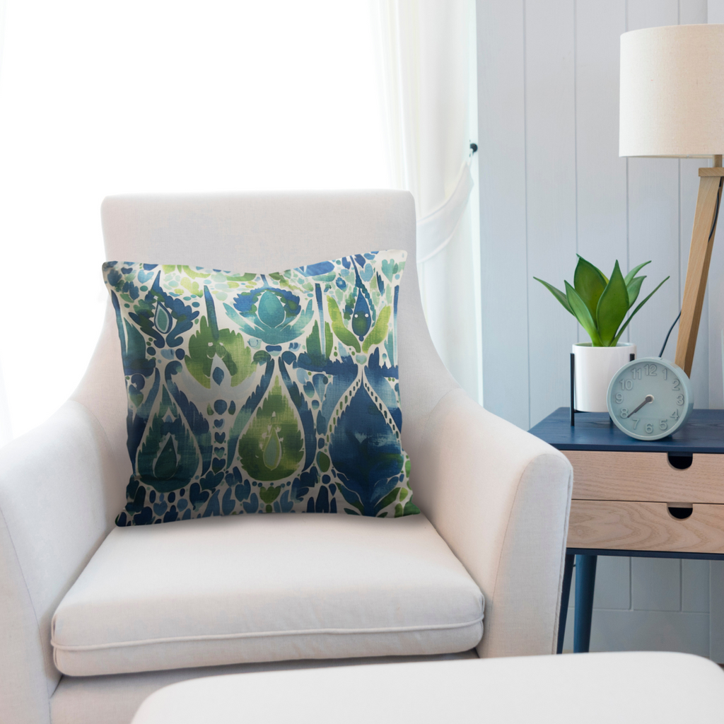 Green print throw sales pillows