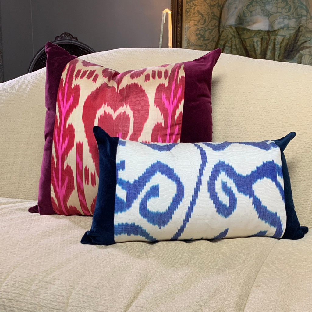 Navy ikat shop pillow