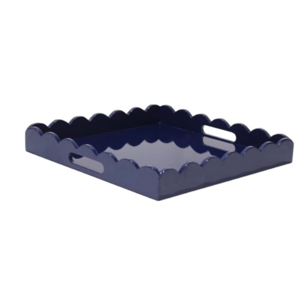 Navy High Gloss Scalloped Serving Tray